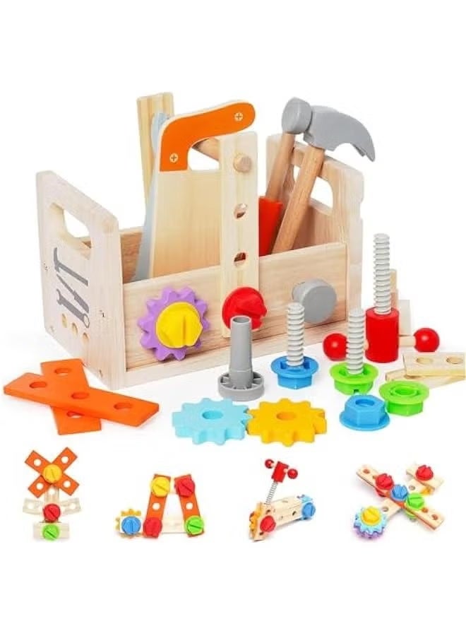 Wooden Tool Box Set Toy ForToddlers, Educational Construction Kids Toys Play Accessories Set ,Toddler Toy Set for Boys and Girls - Image 1